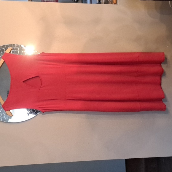 Eileen Fisher Coral Sleeveless Cutout Back Rayon Knit Dress Size Meduim - Picture 3 of 6